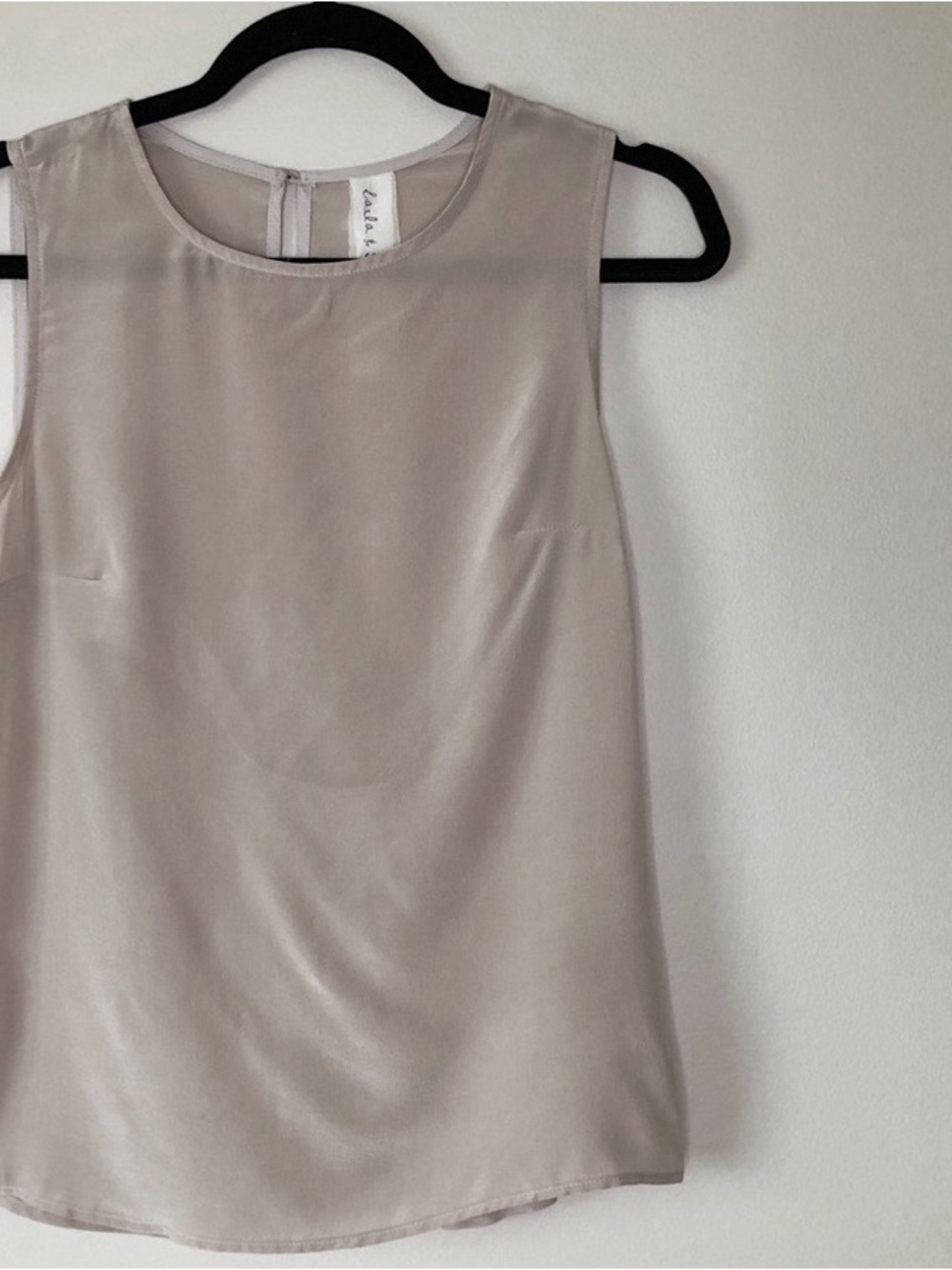 Sleeveless Silk-Look Shell Top - Taupe